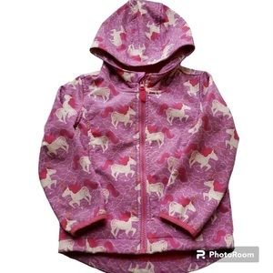 Cat & Jack hooded full zip weather resistant lined pink unicorn print jacket 5T